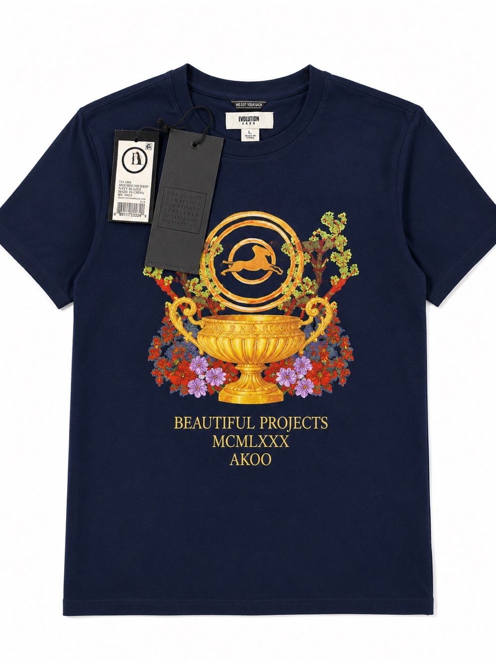 NWT AKOO Beautiful Projects MCMLXXX Navy Graphic T-Shirt Men’s Large